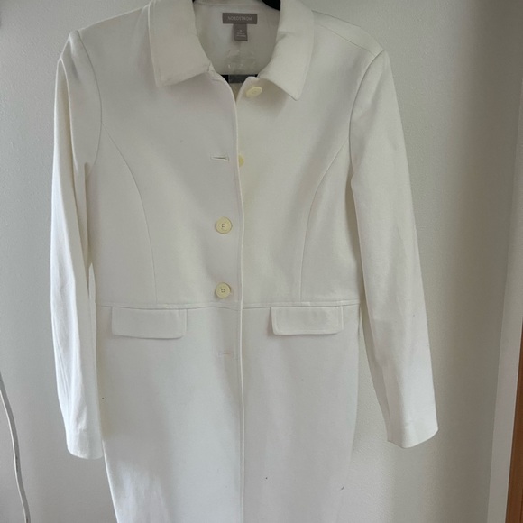 Nordstrom Cream Single-Breasted Spring Coat - Picture 2 of 6